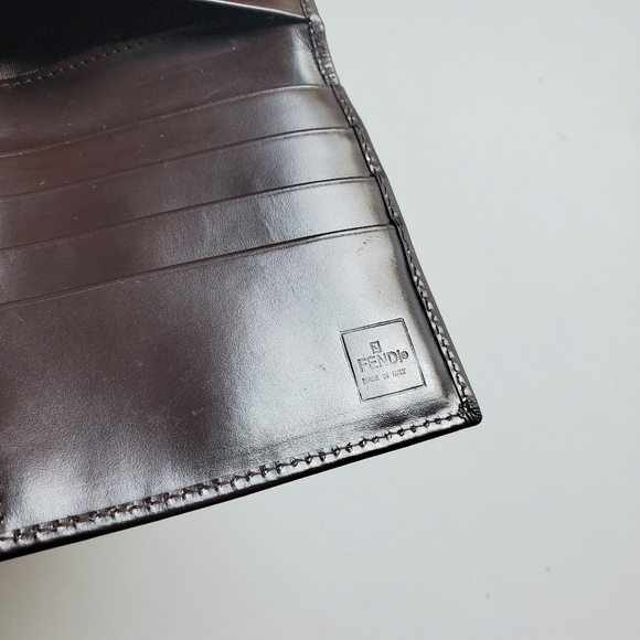 Fendi Zucca Canvas Long Bifold Leather Wallet Brown - Picture 6 of 13